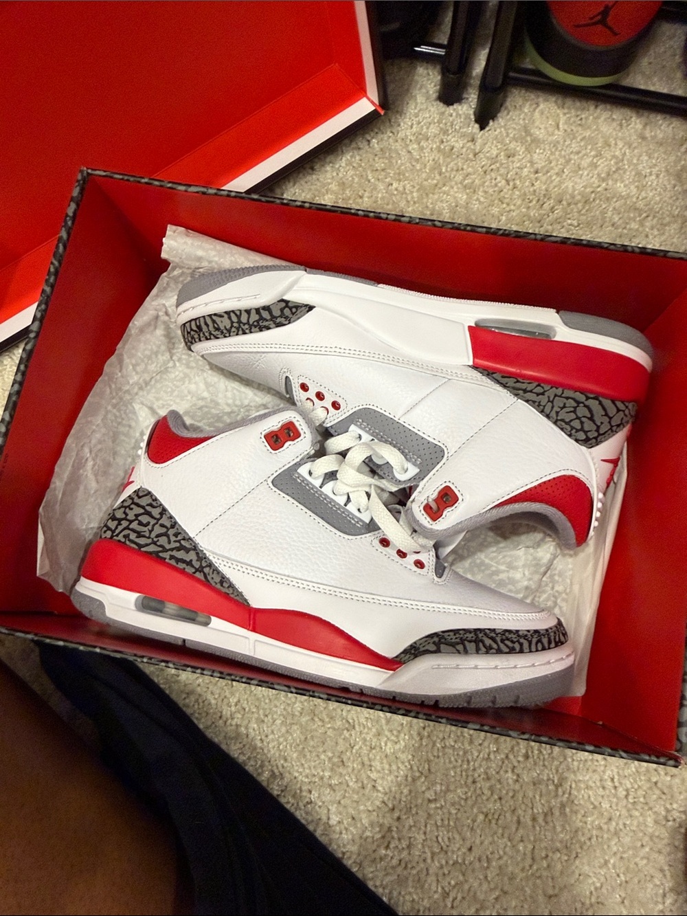 Jordan White Red Cement 3 Retro Basketball Sneakers